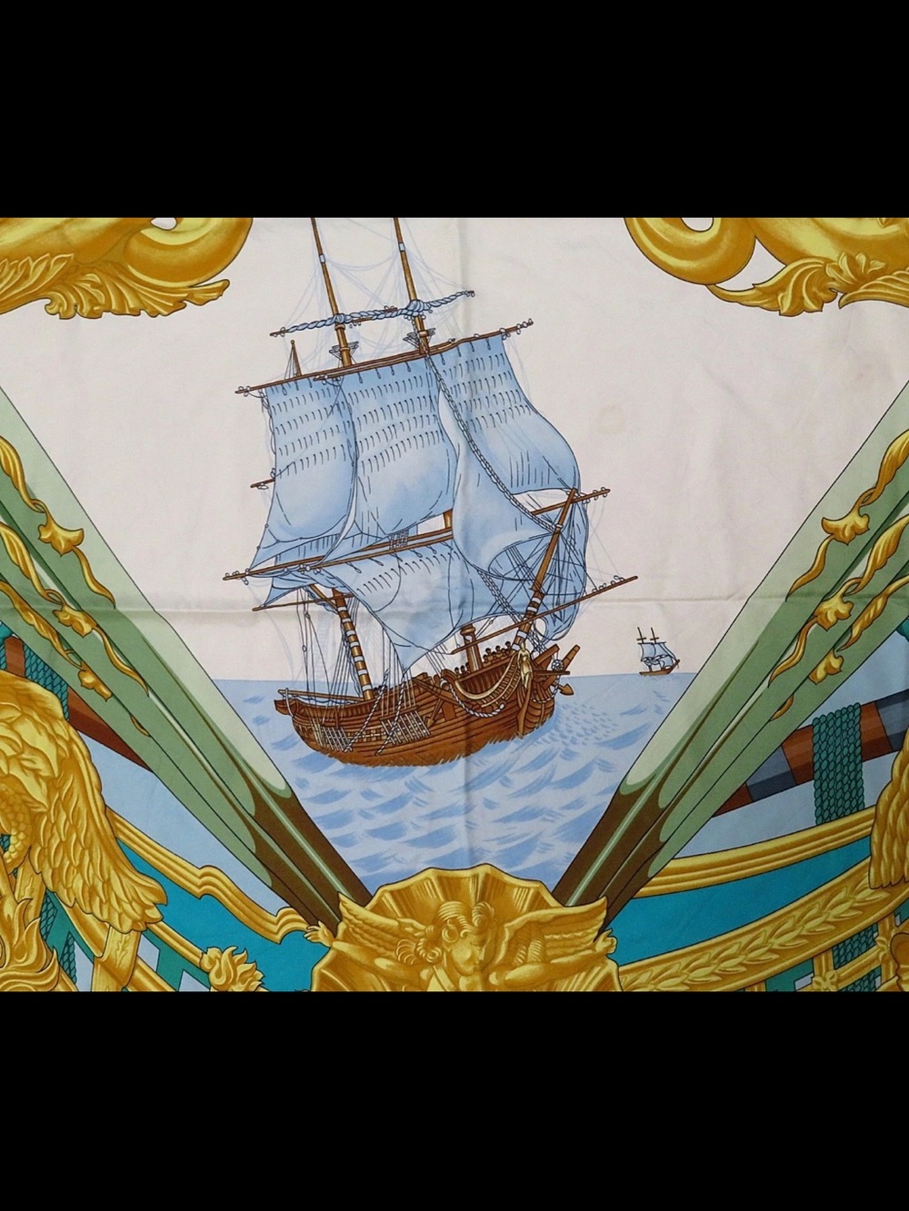 Hermes Blue White Gold Nautical Silk Scarf - Picture 4 of 12